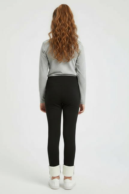 Pantalon Noir Fille Chaud Hiver Doublé Polaire - Polyester - vue 2