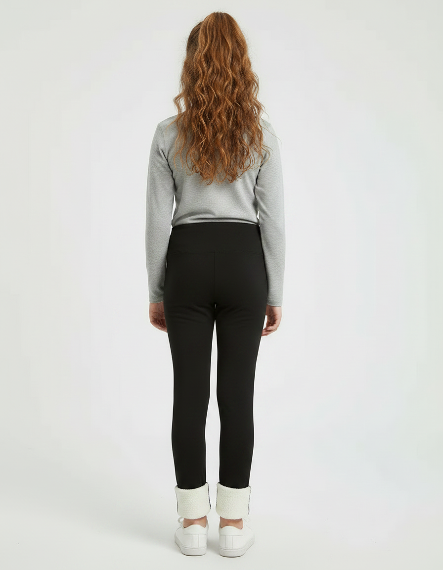 Pantalon Noir Fille Chaud Hiver Doublé Polaire - Polyester - vue 2