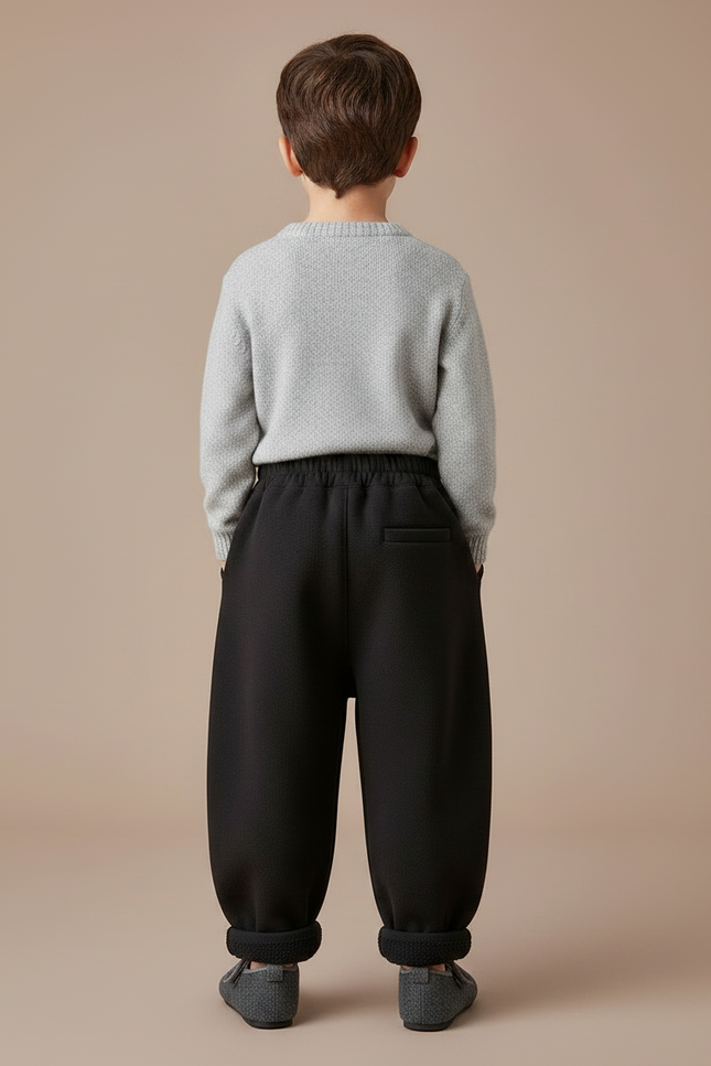 Pantalon Noir Ample Épais Hiver Garçon - Molleton - vue 2