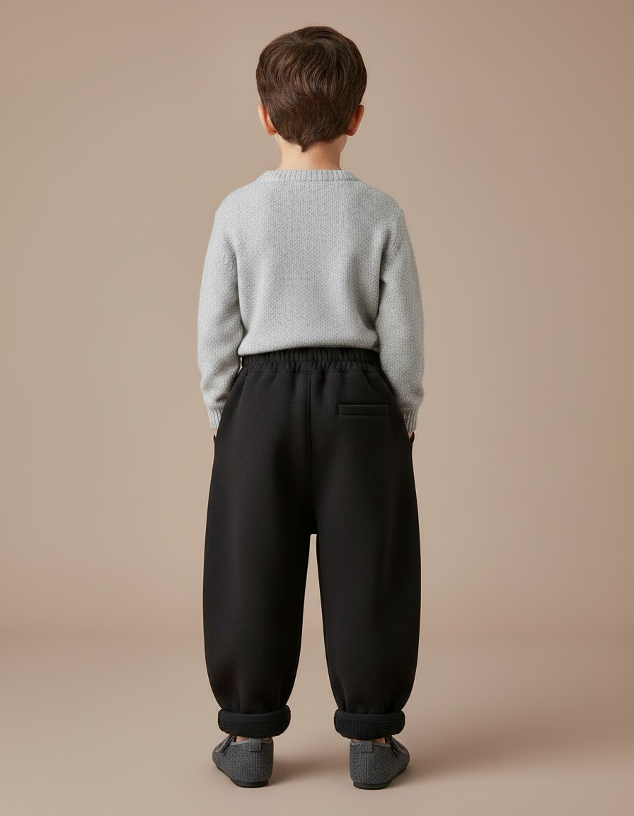 Pantalon Noir Ample Épais Hiver Garçon - Molleton - vue 2