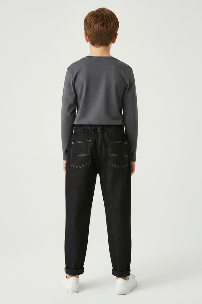 Pantalon Noir Denim Enfant Élastique Décontracté - Jean - vue 2