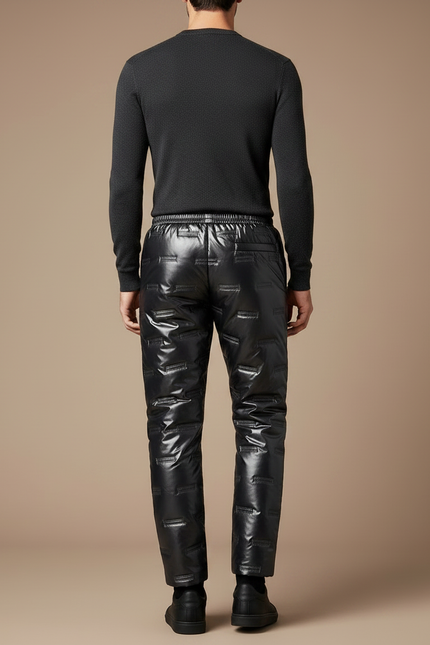 Pantalon Noir Matelassé Brillant Imperméable Hiver Homme - Polyester - vue 2
