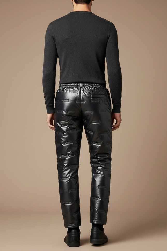 Pantalon Noir Matelassé Brillant Imperméable Hiver Homme - Polyester - vue 2
