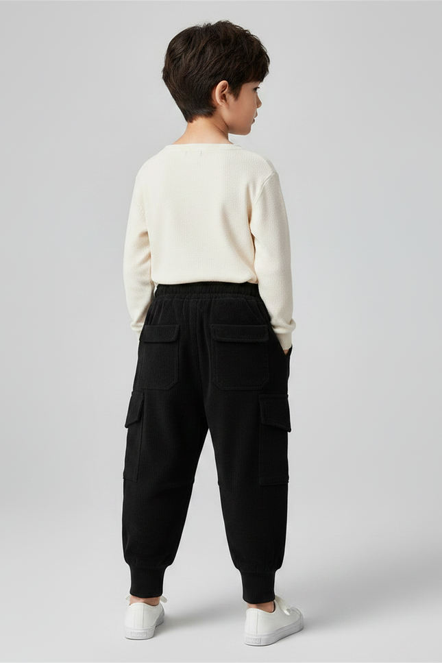 Pantalon Utilitaire Noir - Cordé - vue 2
