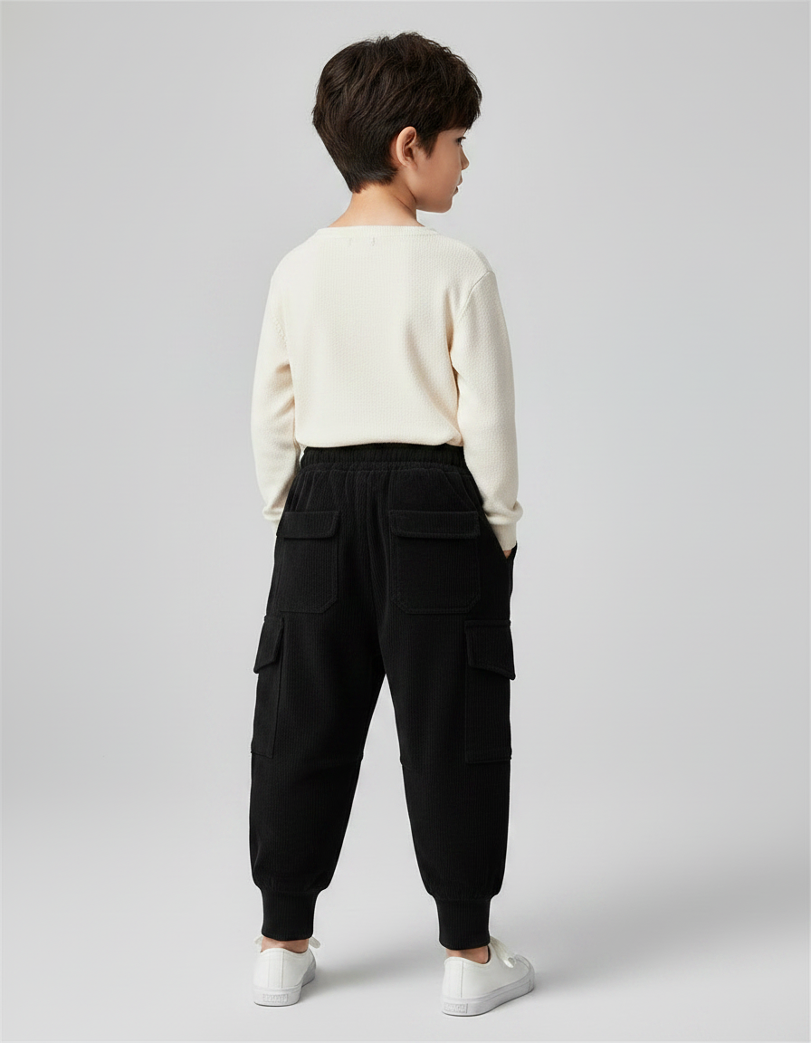 Pantalon Utilitaire Noir - Cordé - vue 2