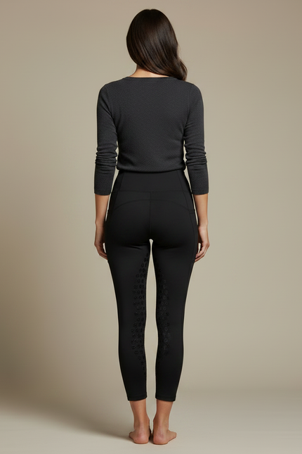 Pantalon Noir Équitation Silicone Grip Femme - Polyester - vue 2