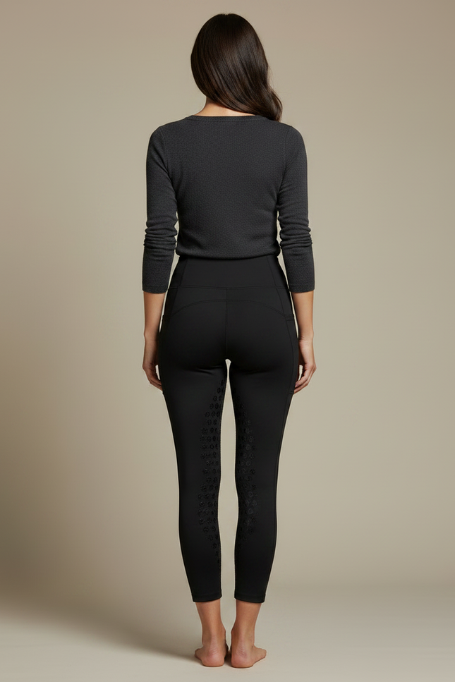 Pantalon Noir Équitation Silicone Grip Femme - Polyester - vue 2