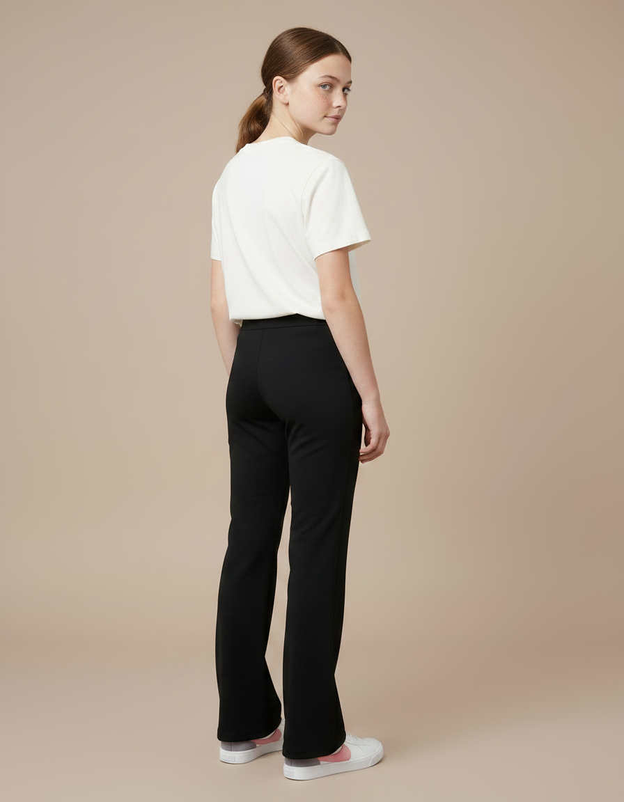 Pantalon Noir Évasé Fille Stretch Confortable Élégant - Polyester - vue 2