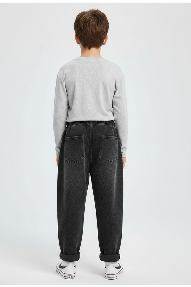 Pantalon Noir Ample Cordon Garçon Décontracté - Molleton - vue 2