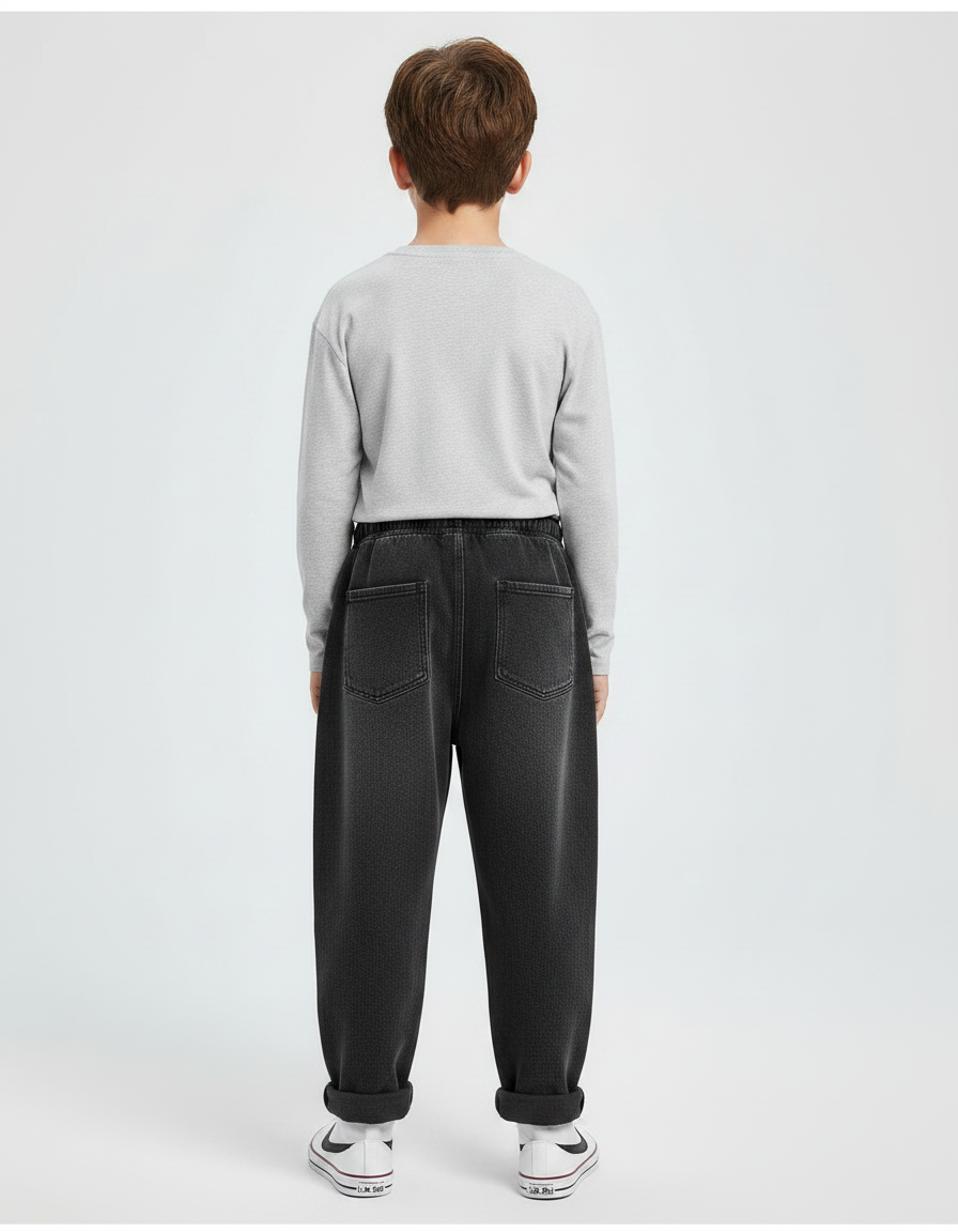 Pantalon Noir Ample Cordon Garçon Décontracté - Molleton - vue 2