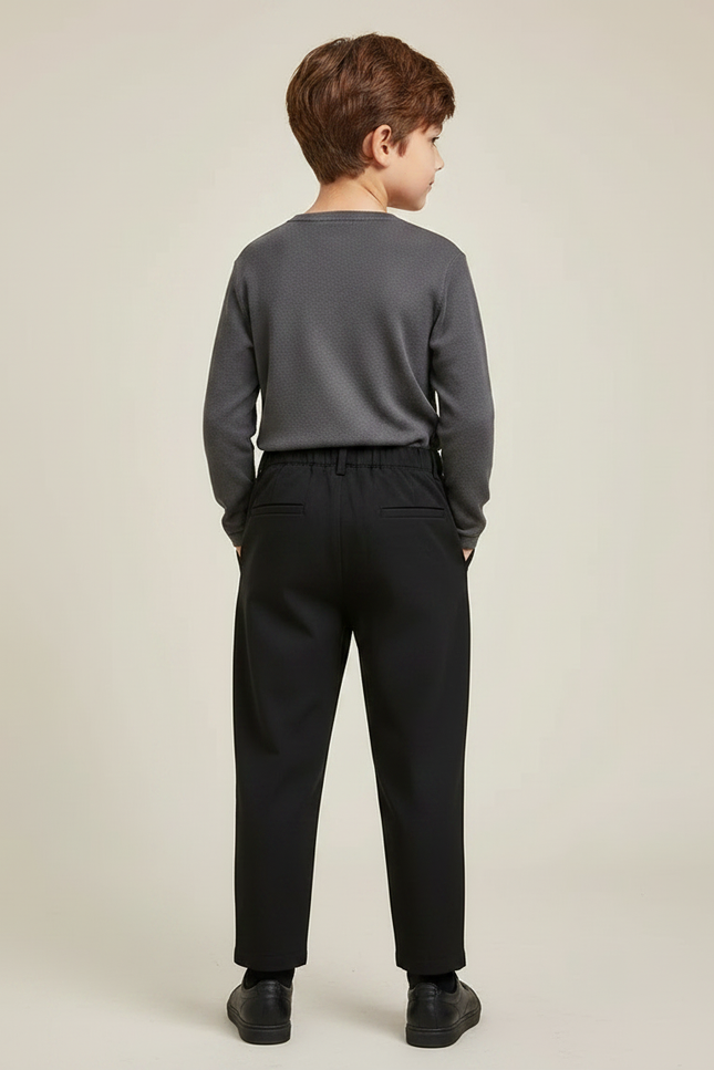 Pantalon Noir Plissé Ample Garçon Décontracté - Polyester - vue 2