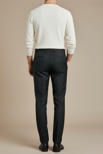 Pantalon Noir Homme Élégant Slim Formel Droit - Gabardine - vue 2