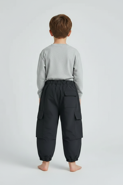 Pantalon Noir Cargo Molletonné Ample Confortable Enfant - vue 2
