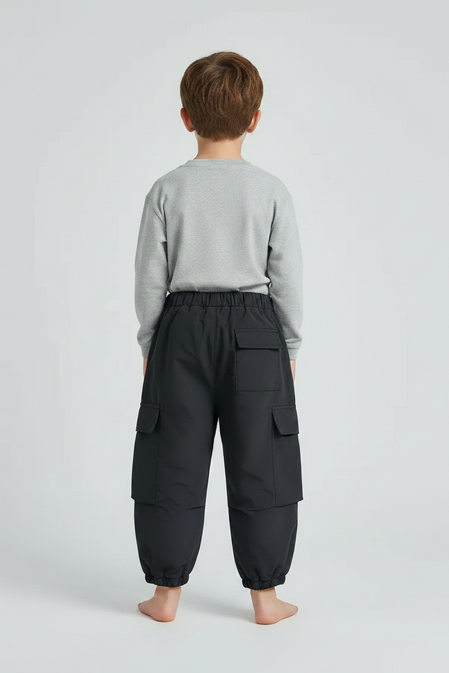 Pantalon Noir Cargo Molletonné Ample Confortable Enfant - vue 2