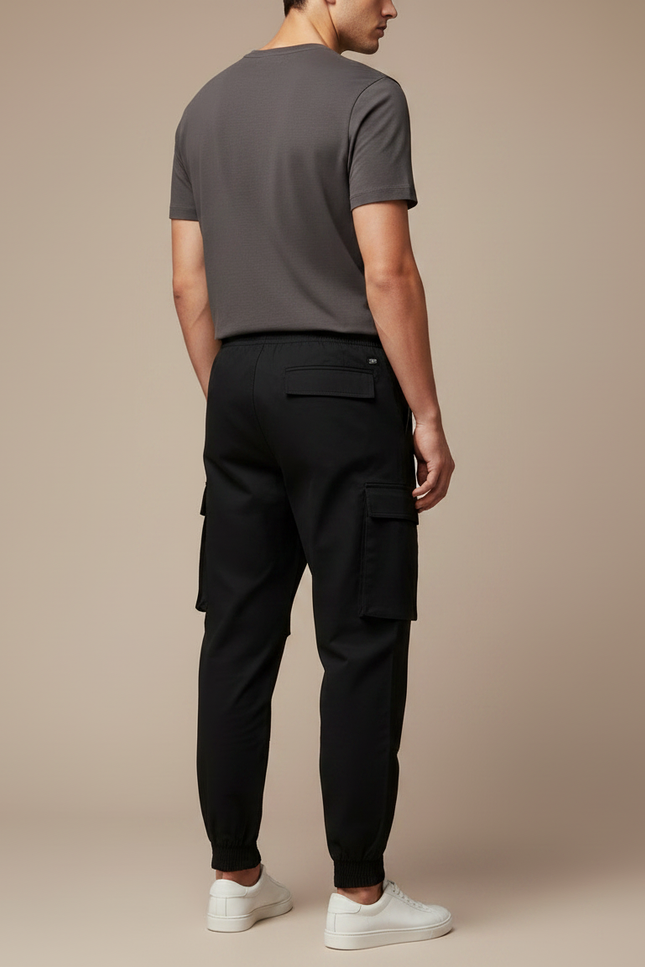 Pantalon Noir Cargo Cordon Ajusté Homme - Polyester - vue 2