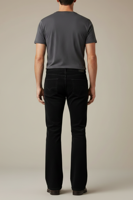 Pantalon Noir Bootcut Homme - Cordé - vue 2