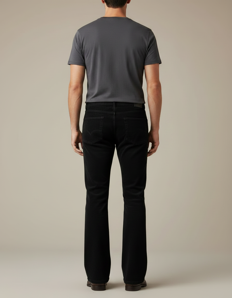 Pantalon Noir Bootcut Homme - Cordé - vue 2