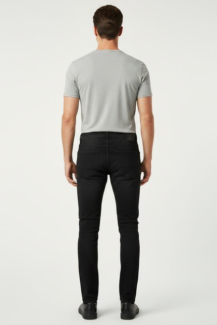 Pantalon Noir Jean Slim Déchiré Homme - vue 2