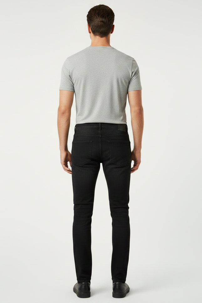 Pantalon Noir Jean Slim Déchiré Homme - vue 2