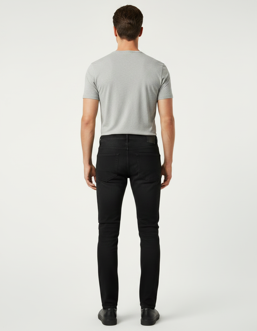 Pantalon Noir Jean Slim Déchiré Homme - vue 2