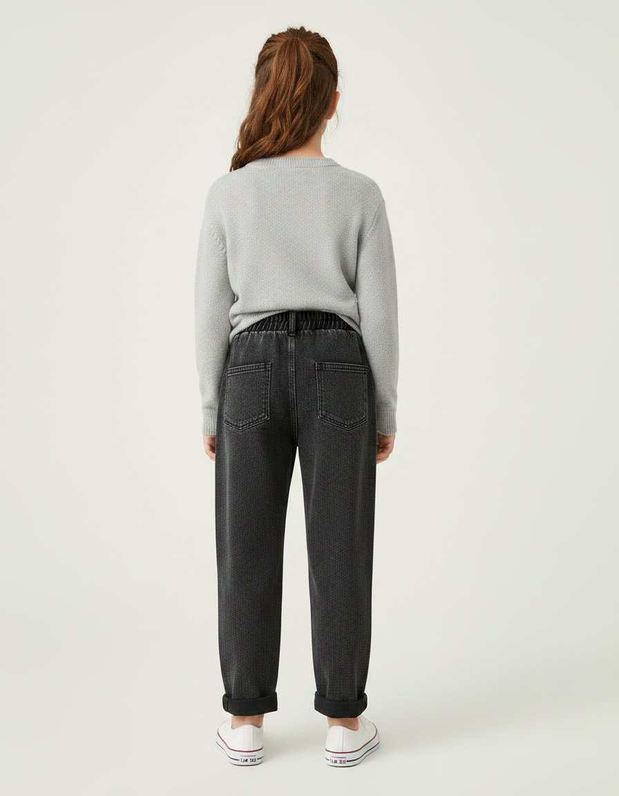 Pantalon Noir Denim Ample Enfant Décontracté Ceinture Élastique - Jean - vue 2