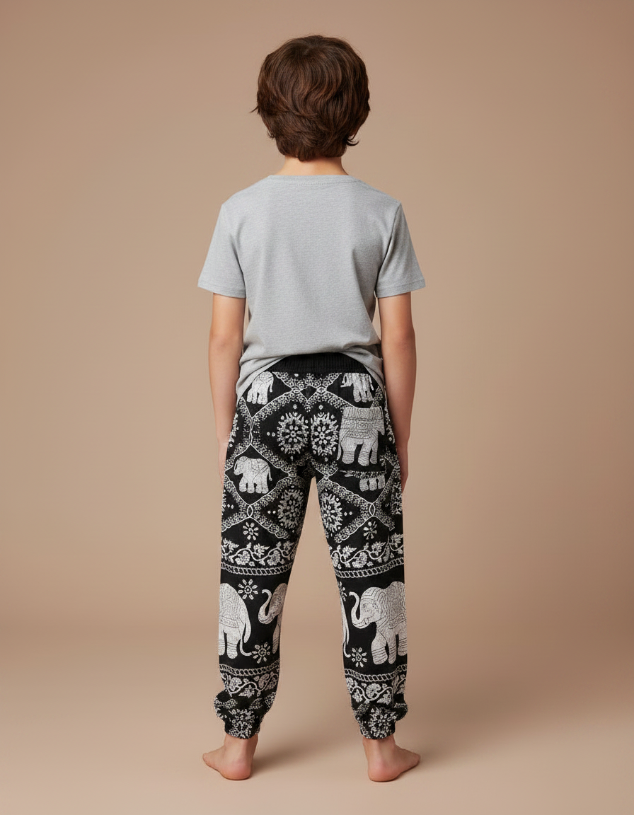Pantalon Imprimé Noir Et Blanc - Coton - vue 2