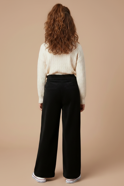 Pantalon Noir Côtelé Large Enfant Hiver - Cordé - vue 2