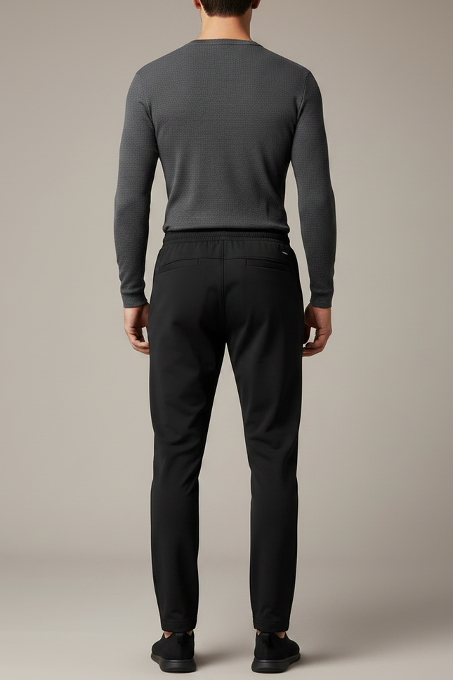 Pantalon Noir Homme Sportif Ajusté Décontracté Élégant - Polyester - vue 2