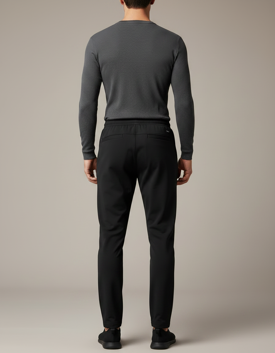Pantalon Noir Homme Sportif Ajusté Décontracté Élégant - Polyester - vue 2