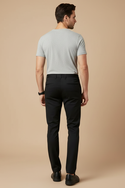 Pantalon Noir Slim Extensible Classique Homme - Polyester - vue 2