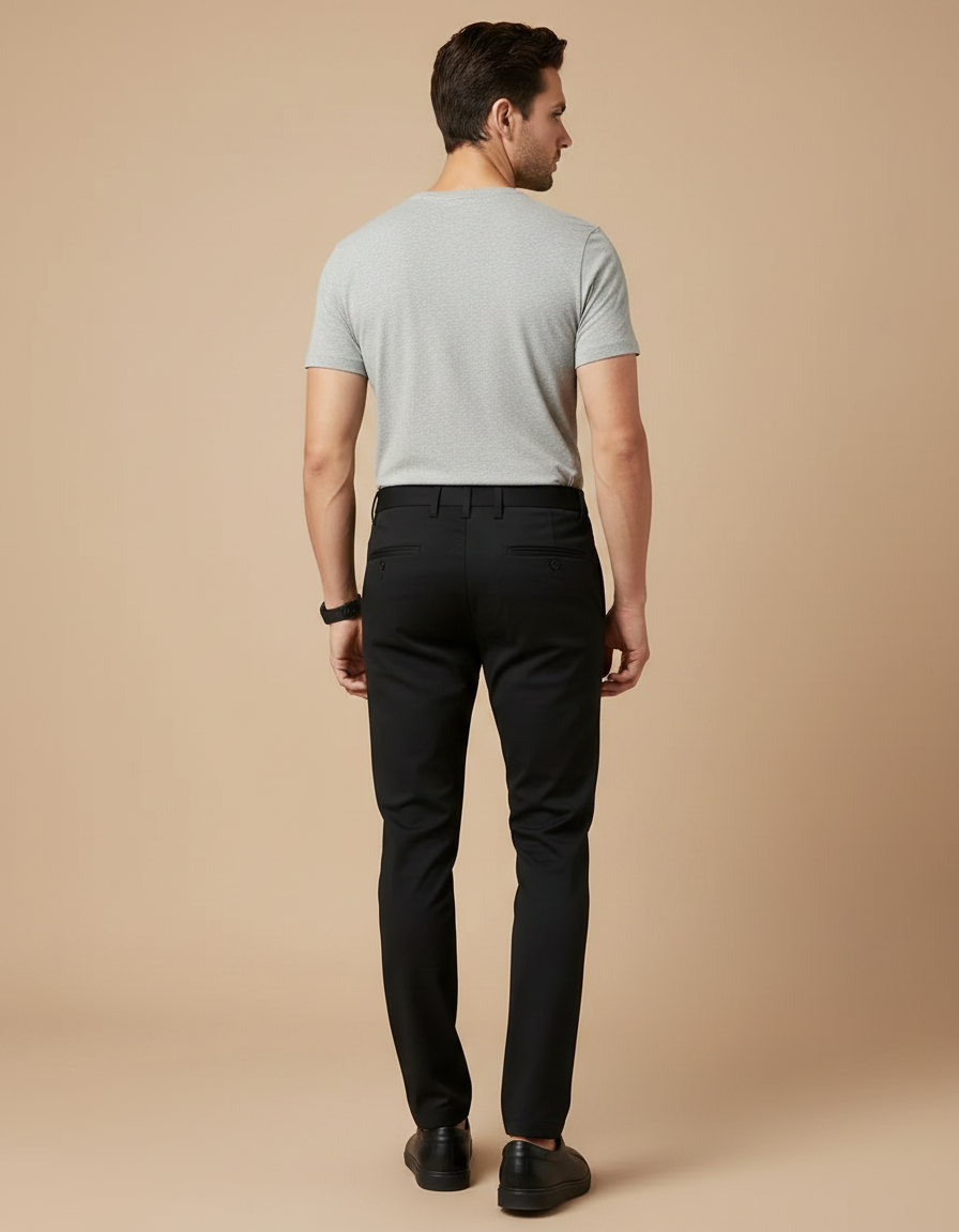 Pantalon Noir Slim Extensible Classique Homme - Polyester - vue 2