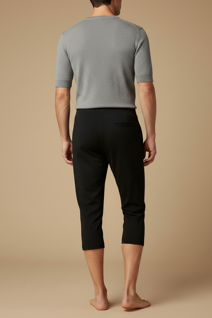 Pantalon Noir Court Confortable Casual Homme - Maille - vue 2