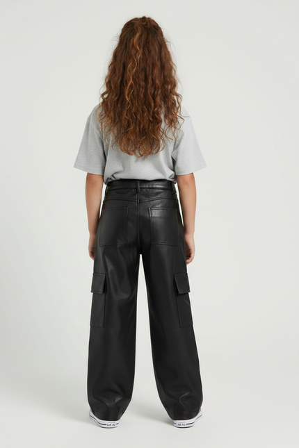 Pantalon Large Cuir Noir - Simili cuir - vue 2