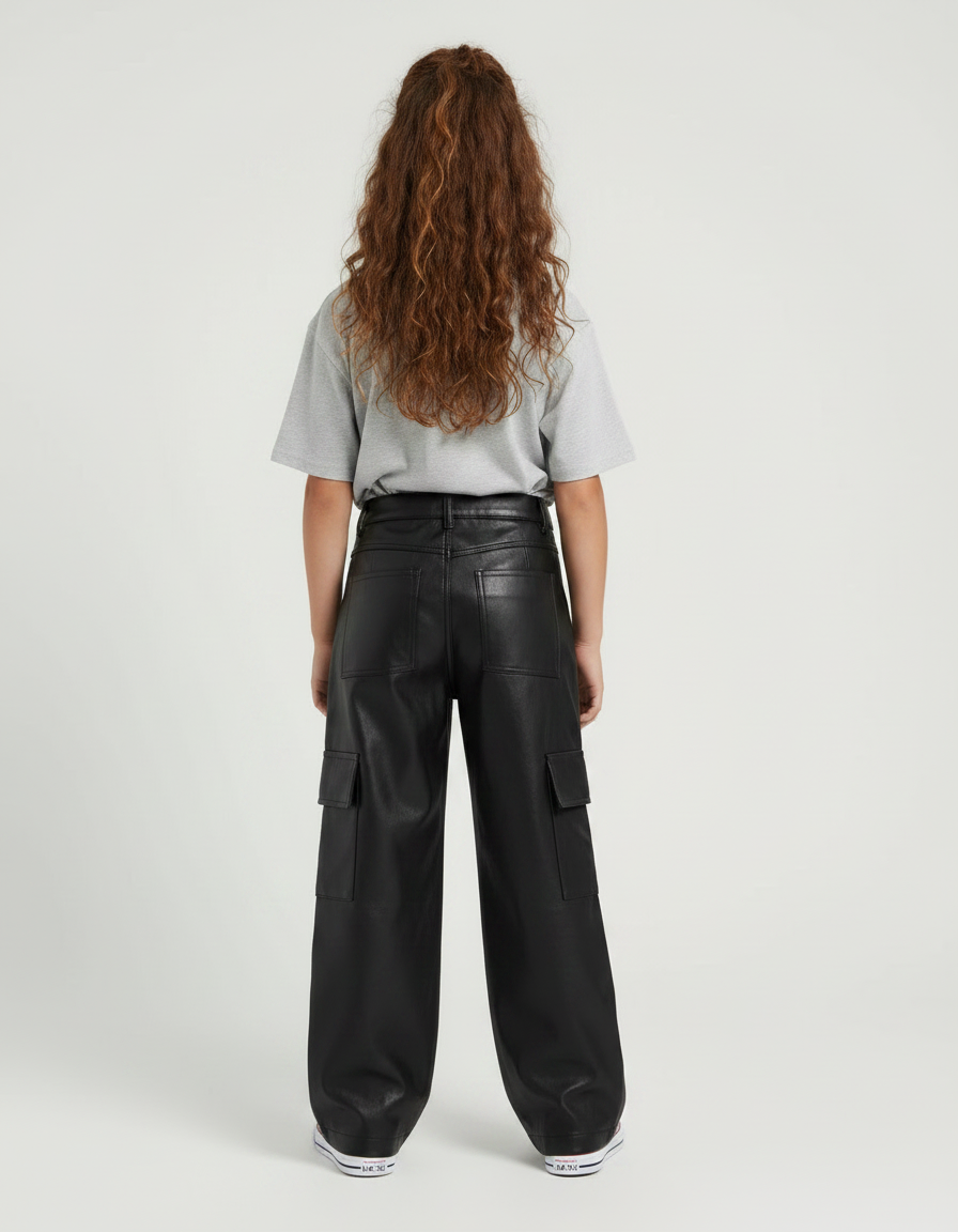 Pantalon Large Cuir Noir - Simili cuir - vue 2