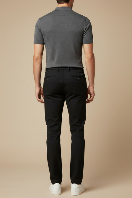 Pantalon Noir Slim Habillé Classique Homme - Gabardine - vue 2