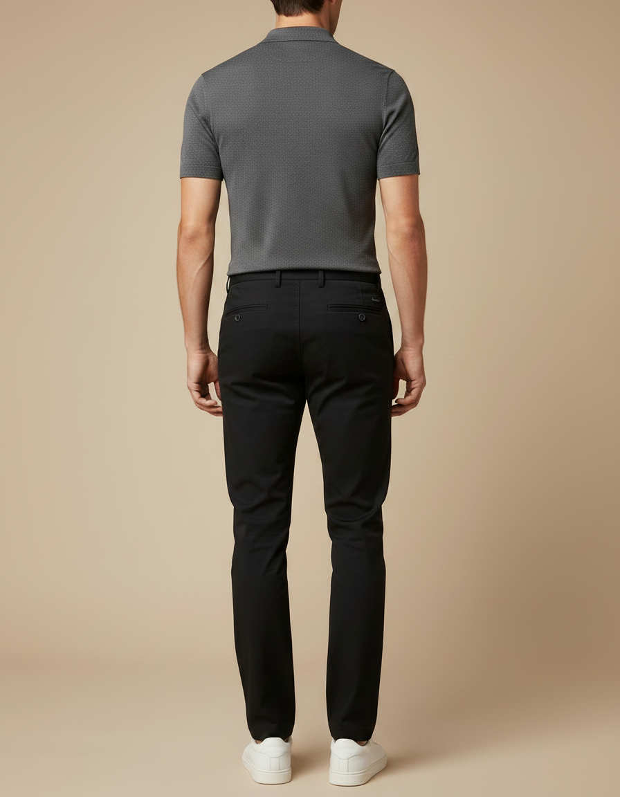 Pantalon Noir Slim Habillé Classique Homme - Gabardine - vue 2