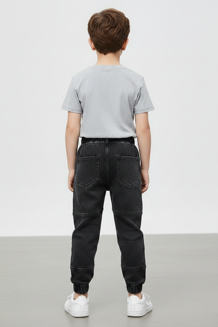 Pantalon Noir Enfant Garçon Denim Jogger Coton - Jean - vue 2