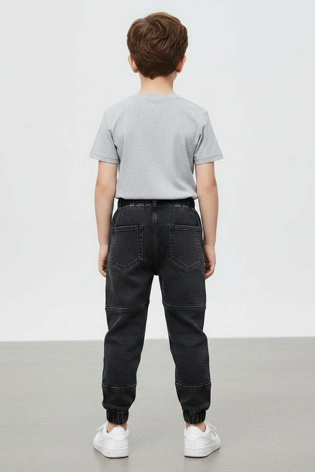 Pantalon Noir Enfant Garçon Denim Jogger Coton - Jean - vue 2