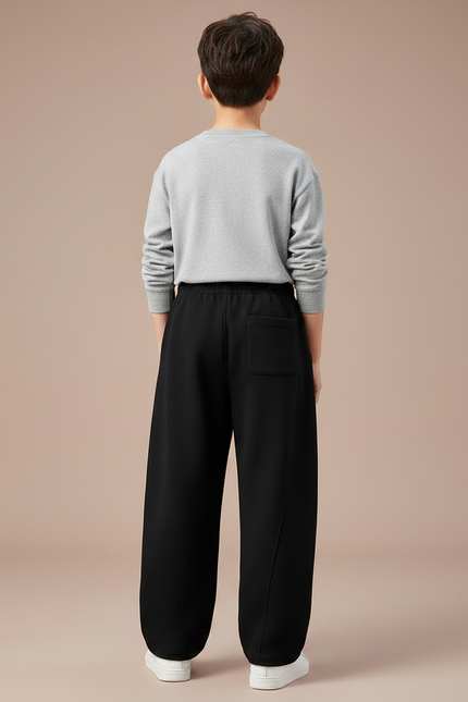 Pantalon Noir Ample Décontracté Coton Enfant Sport - Molleton - vue 2