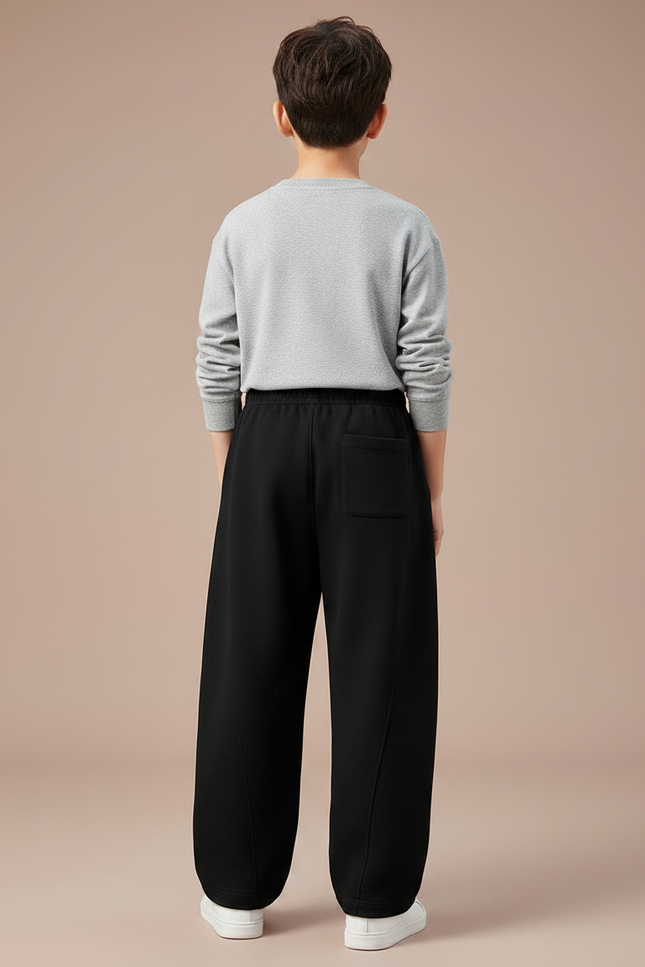 Pantalon Noir Ample Décontracté Coton Enfant Sport - Molleton - vue 2