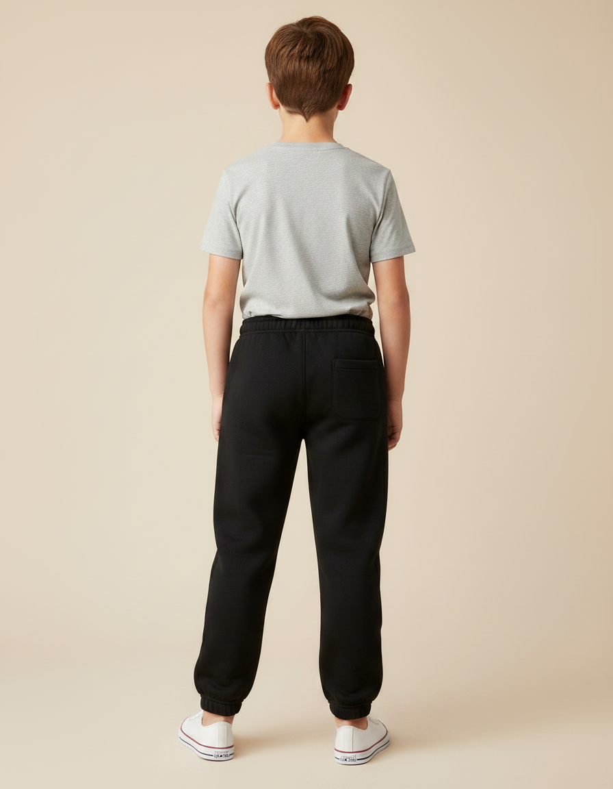 Pantalon Noir Jogging Garçon Confortable Sport - Molleton - vue 2
