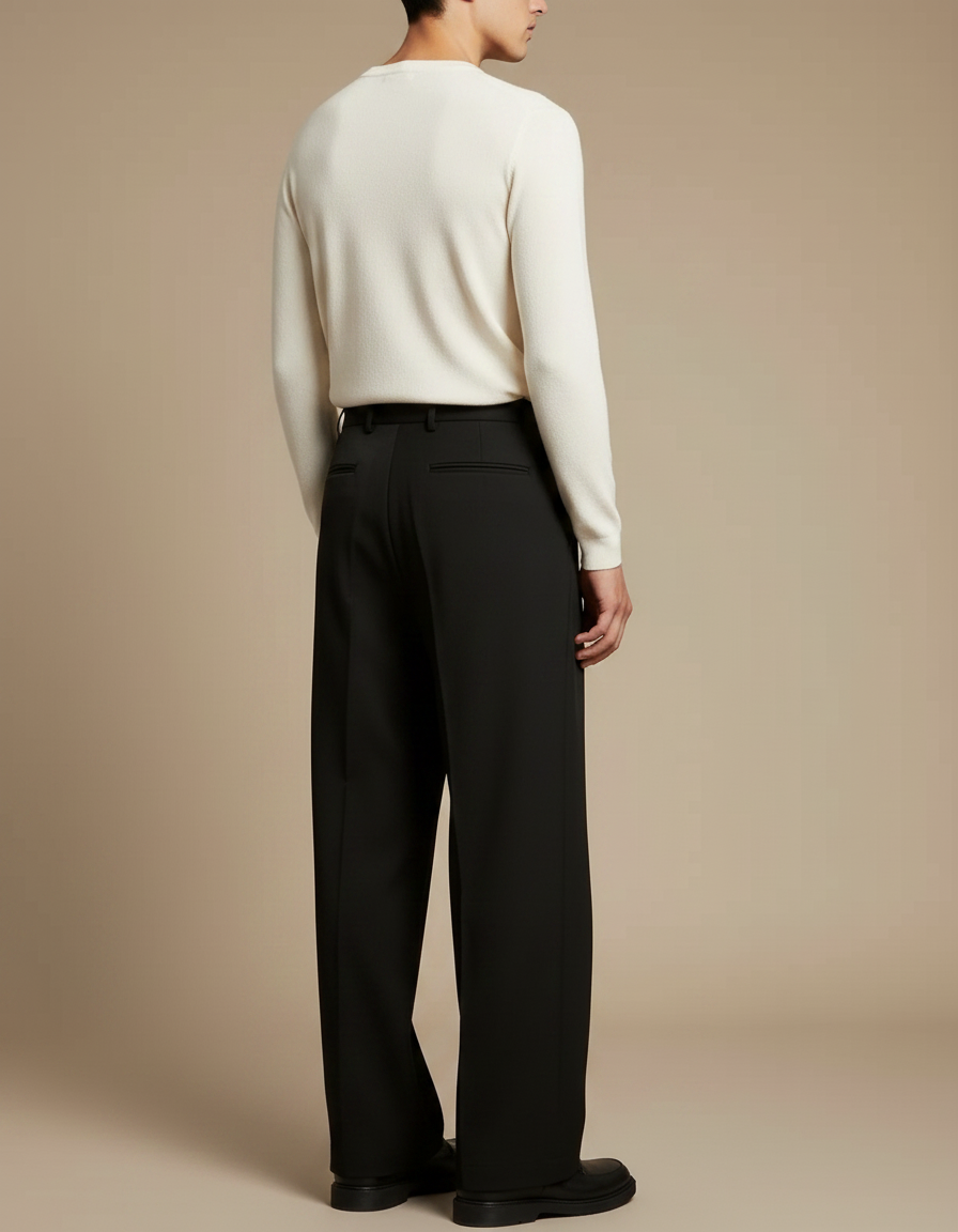 Pantalon Noir Oversize - Gabardine - vue 2