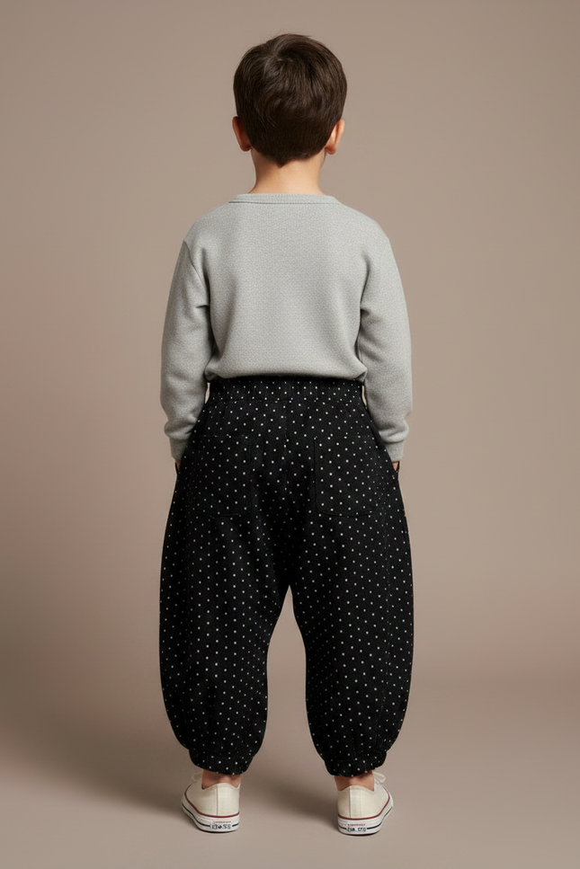 Pantalon Noir À Pois - Laine - vue 2