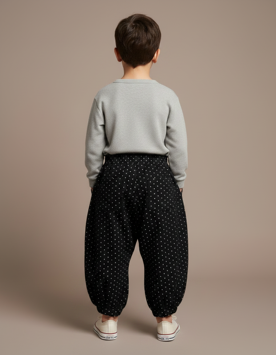Pantalon Noir À Pois - Laine - vue 2