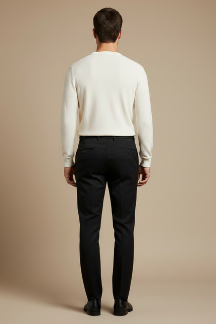 Pantalon Noir Habillé Slim Stretch Homme Élégant - Gabardine - vue 2