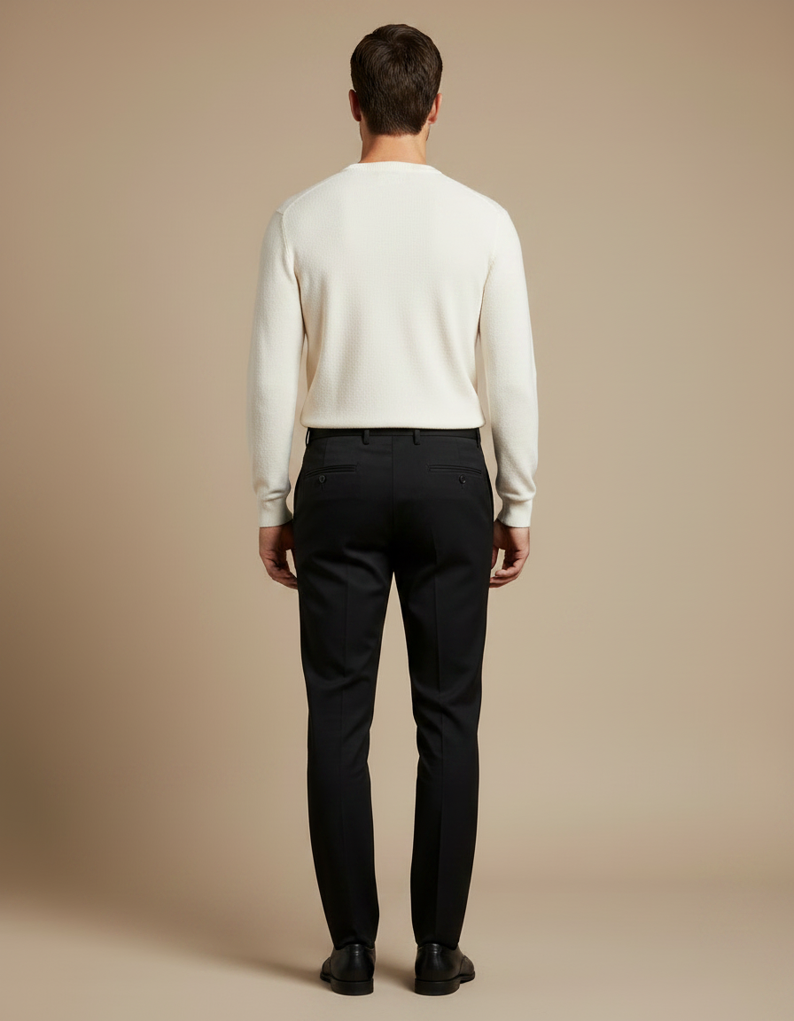 Pantalon Noir Habillé Slim Stretch Homme Élégant - Gabardine - vue 2