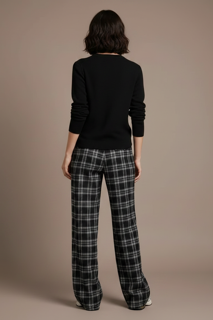 Pantalon Carreaux Noir - Laine - vue 2