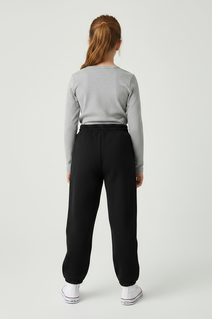 Pantalon Noir Molletonné Sport Ample Confortable Enfant - vue 2