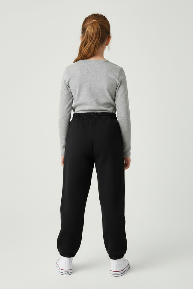 Pantalon Noir Molletonné Sport Ample Confortable Enfant - vue 2