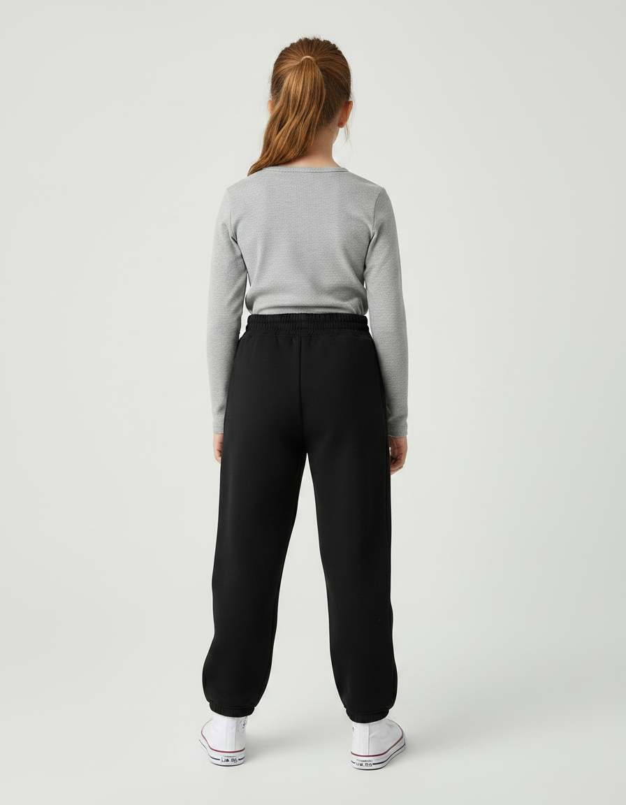 Pantalon Noir Molletonné Sport Ample Confortable Enfant - vue 2